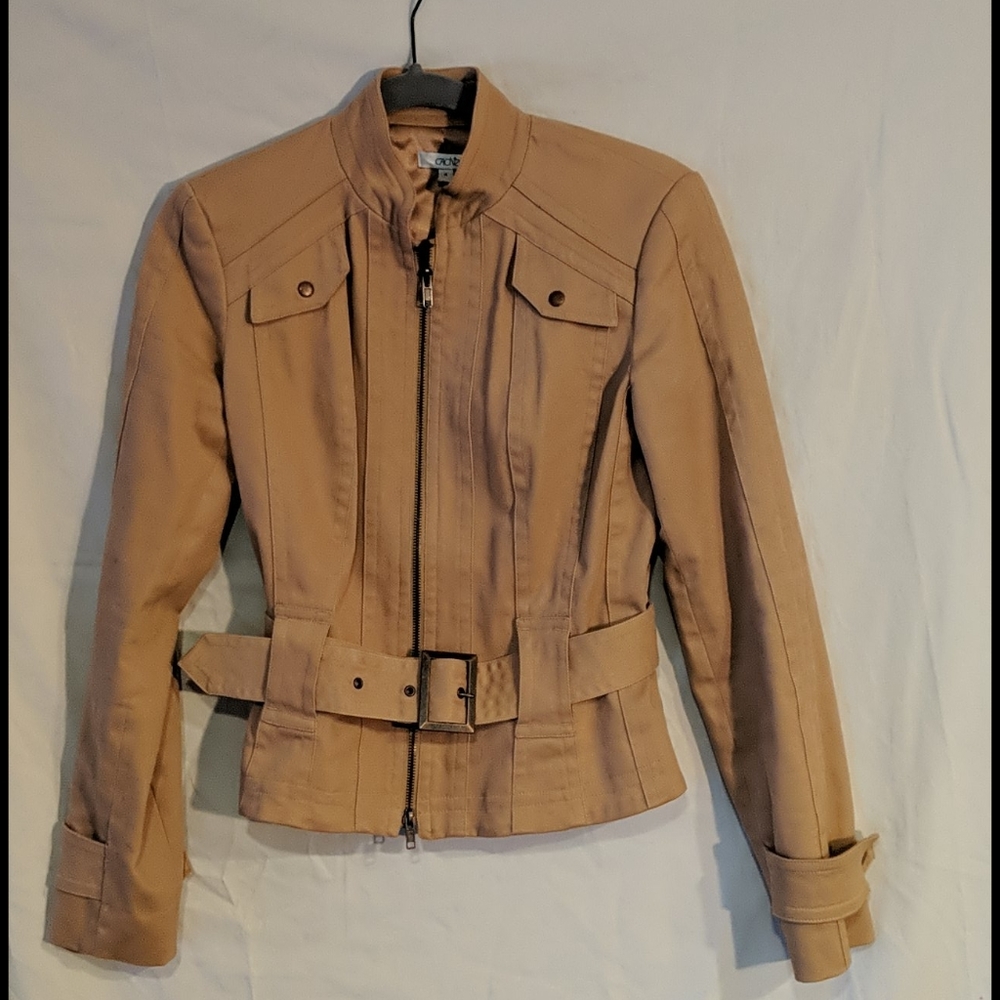 Cache blazer jacket, size four, camel